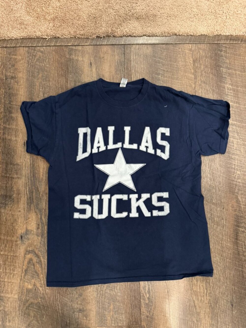 Dallas Cowboys Suck Navy Blue TShirt - Women's Size Large
